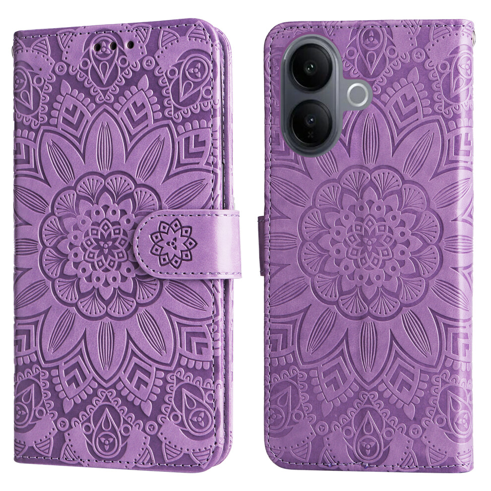 (Purple) For Vivo V60 Lite 5G Case Sunflower Imprint Leather Wallet Phone Cover Purple 6914293250131