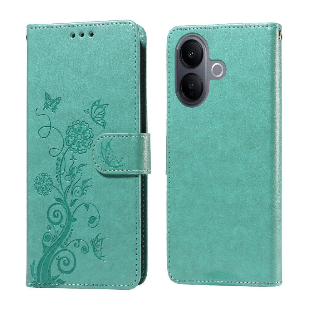 (Green) For Vivo V60 Lite 5G Leather Case Butterfly Floral Imprint Wallet Stand Cover Green 6914294090552