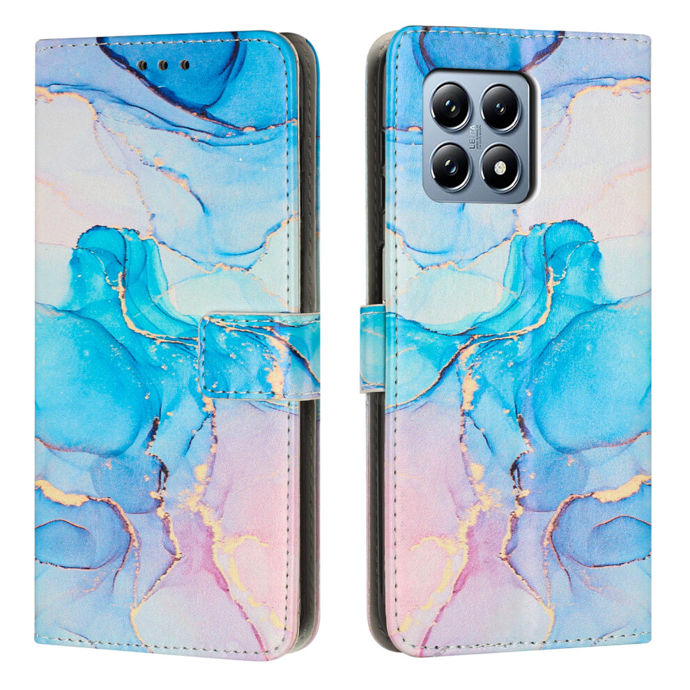 (Pink / Green) For Xiaomi 15T Stand Case Marble Pattern Pu Leather Wallet Phone Cover Pink,Green 6914296065534