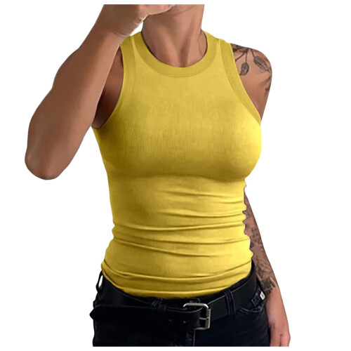 Women's backless tank top yellow 2XL