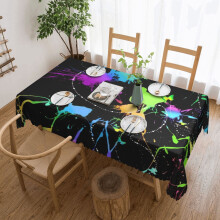 Nappe à motifs néon éclaboussés, nappe imperméable et anti-taches idéale pour les repas de famille de Thanksgiving et de Noël.