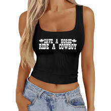 Women's Western Crop Tank Top Black M