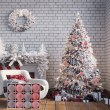 Velvet Flocked Christmas Balls 2.4 inch 12 pcs