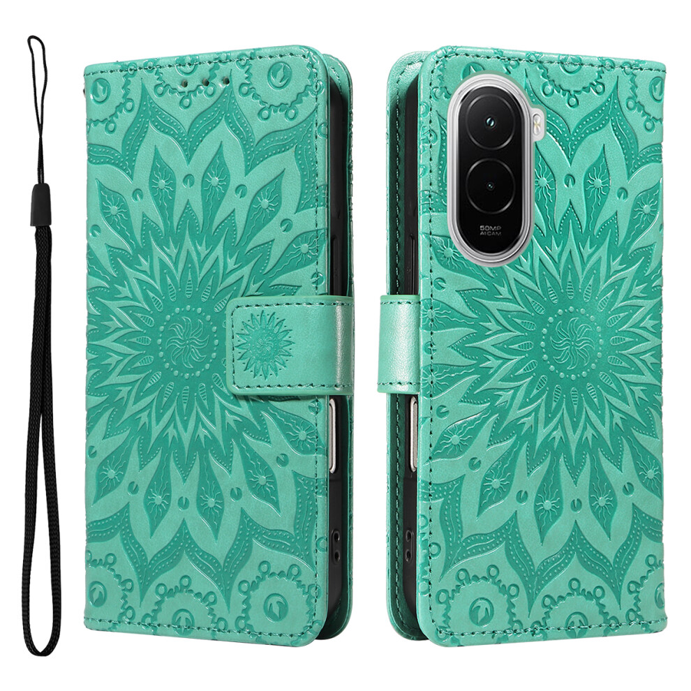 (Green) For Xiaomi Poco M7 4G (169Mm) Leather Wallet Case Sunflower Imprinted Phone Cover Green 6914291566012