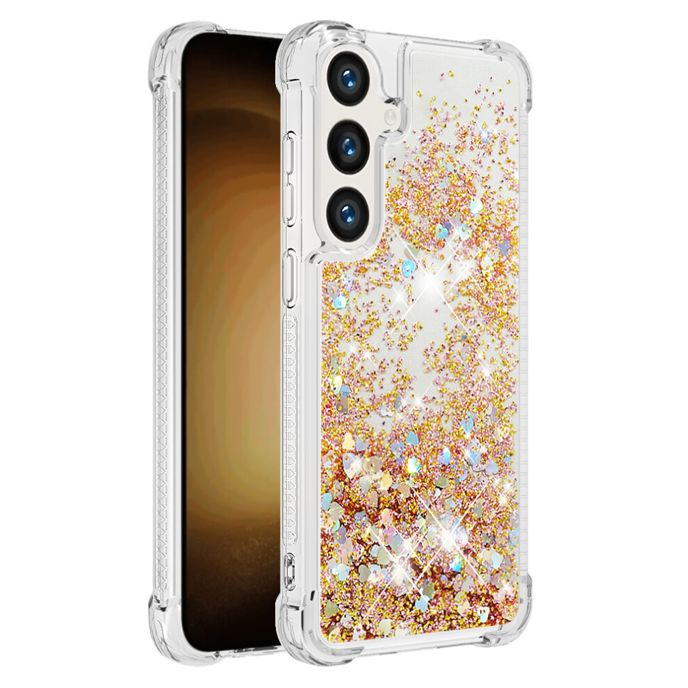 ( / Hearts) For Samsung Galaxy S25 Fe Tpu Case Glitter Quicksand Shockproof Phone Back Cover Gold 6914294177918