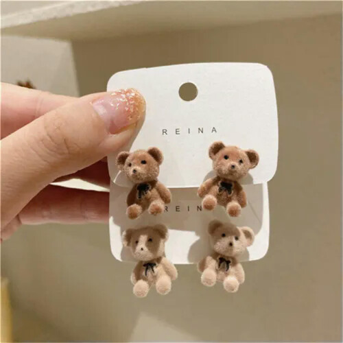 Pendientes de conejo osito kawaii peluche1par 1