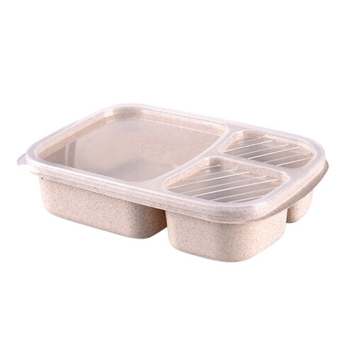 Bento Lunch Box Reusable 3-Compartment Plastic Container