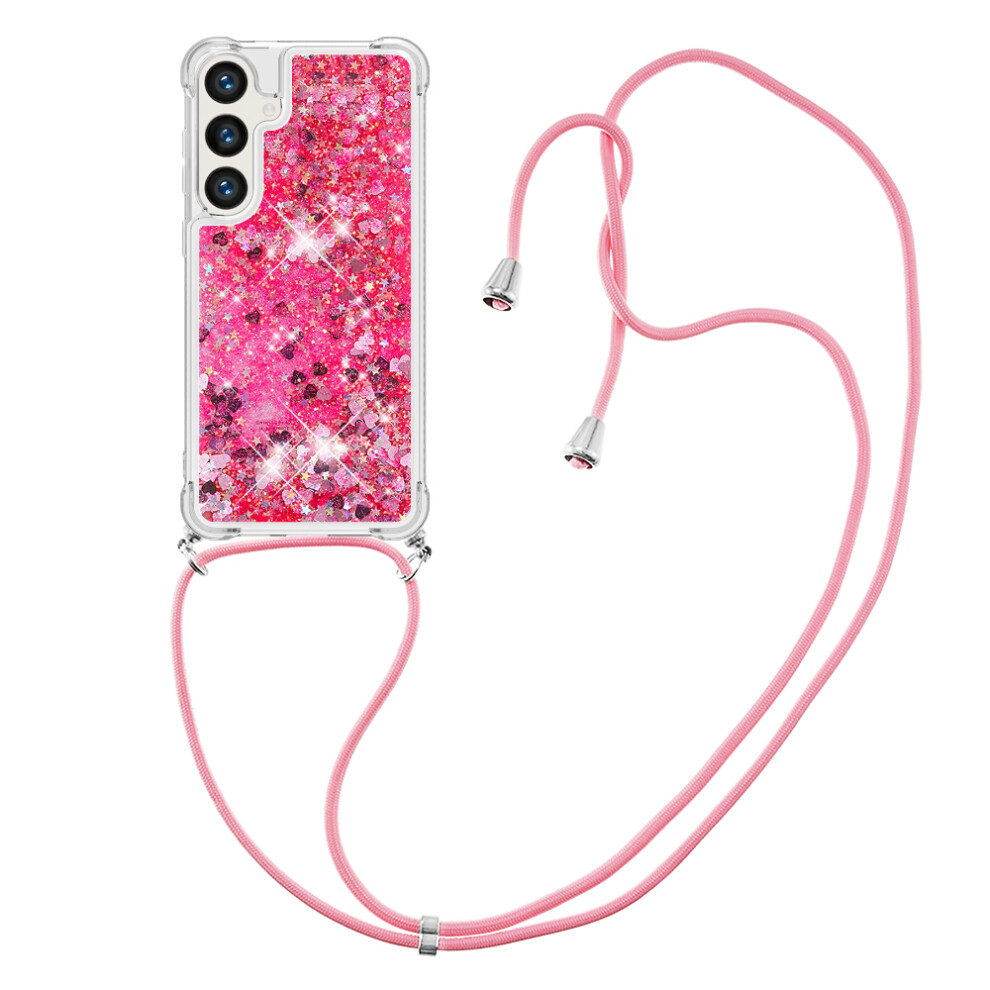 ( / Hearts) For Samsung Galaxy S25 Fe Tpu Case Quicksand Phone Cover With Lanyard Pink 6914296197945