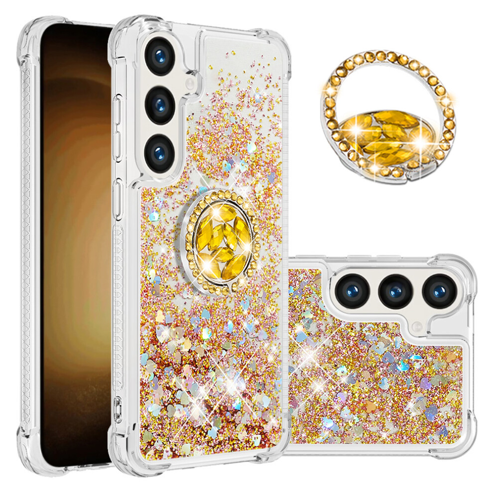 ( / Hearts) For Samsung Galaxy S25 Fe Tpu Case With Kickstand Quicksand Shockproof Cover Gold 6914296816075