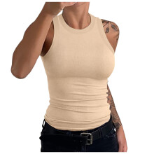Women's Backless Tank Top Beige M