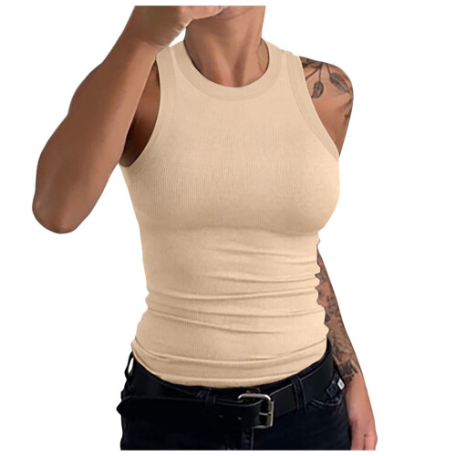 Women's Backless Tank Top Beige M