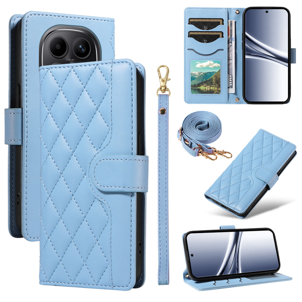 (Blue) For Xiaomi Poco M8 5G / Redmi Note 15 5G (Global) Wallet Case Rhombus Leather Phone Cover With Strap Blue 6914294872257