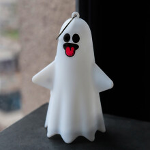Wieniec na Halloween z tworzywa sztucznego, do użytku na zewnątrz i wewnątrz, z diodami LED, z motywem ducha
