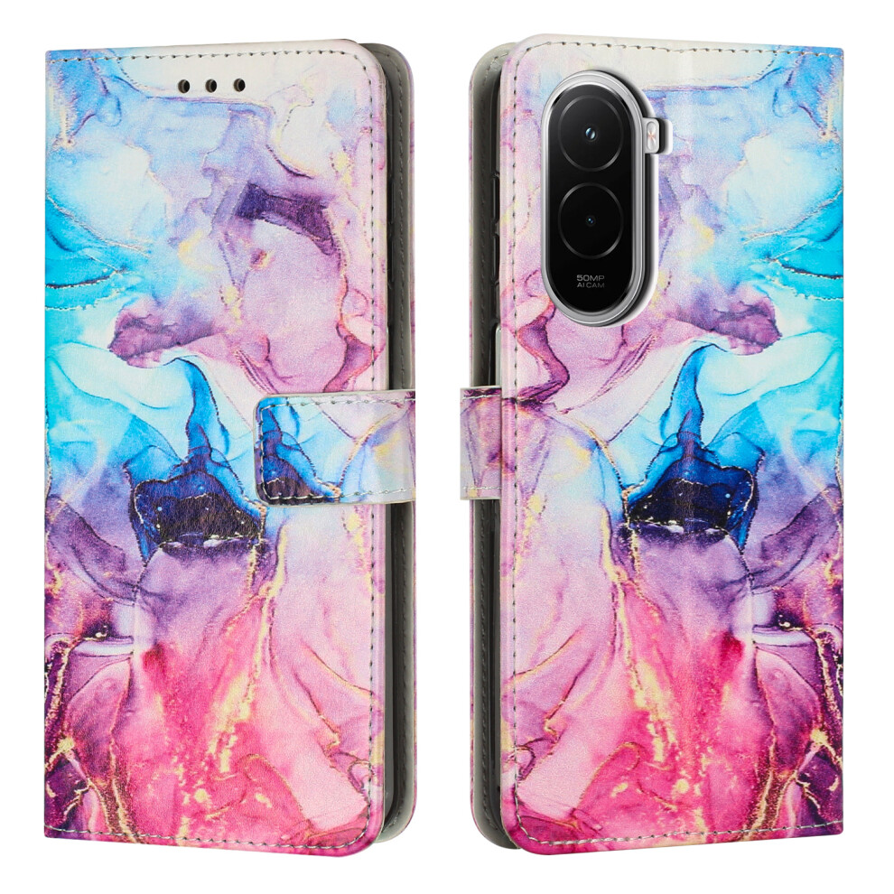 (Pink / Purple) For Xiaomi Poco M7 4G (169Mm) Stand Case Marble Pattern Pu Leather Wallet Phone Cover Pink,Purple 6914291938246