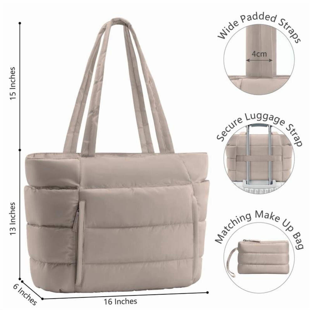 Puffer Tote Bag for Women Quilted Lightweight 15.6-inch