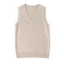 Women's vintage knitted sleeveless vest khaki 2XL