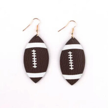 RSAMD American Football Drop Earrings Brown PU Leather