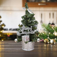 Mini Artificial Christmas Trees Gold Silver Red 20x5.5cm