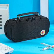 Portable pen bag Oxford cloth double zipper black