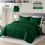 (Single, Emerald) Premium Stripe Duvet Cover Set & Pillowcase Pair 1
