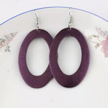 RSAMD2022 Boucles d'oreilles pendantes ovales géométriques en cuir PU, style automne, pour femmes - Violet