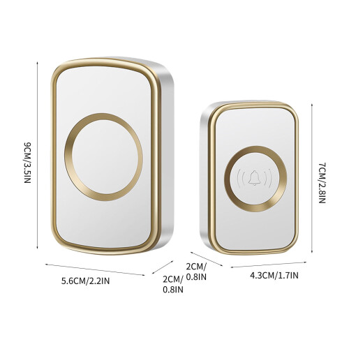 Wireless Doorbell Battery Operated 1200FT 1 Button 2 Chimes 2
