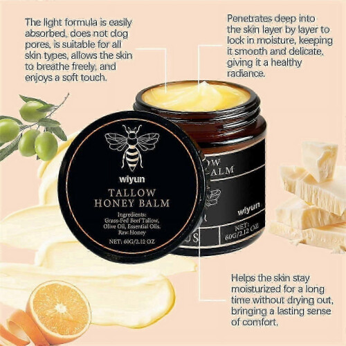 Grass-fed Beef Tallow Balm with Raw Honey 2pcs 25-26 1