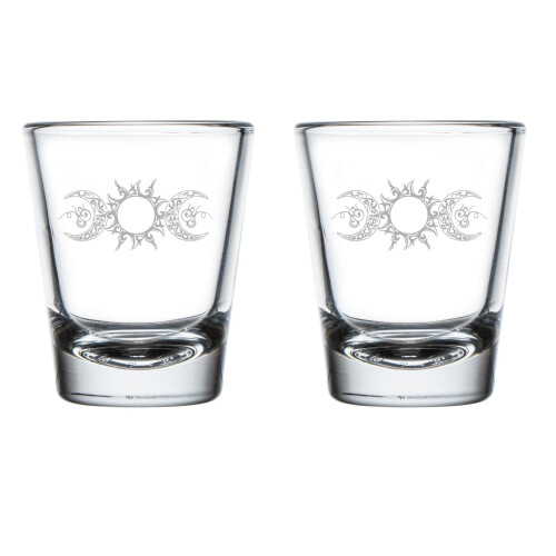2er-Set Schnapsgläser (50 ml) – Geschenkidee: Dreifache Göttin Mond
