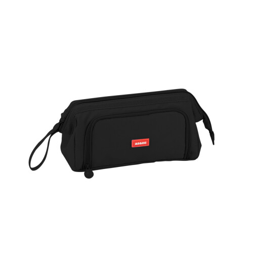 Canvas Pencil Case Double Layer Black 1 Pack