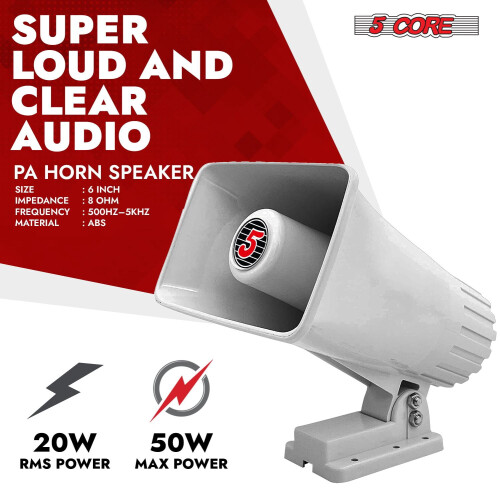 PA Horn Speaker 8Ω 50W Adjustable Mount White 1