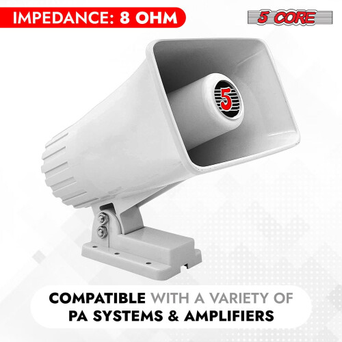PA Horn Speaker 8Ω 50W Adjustable Mount White 2