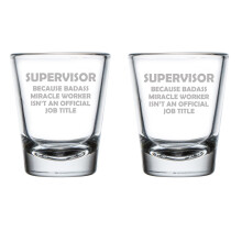 Set van 2 borrelglaasjes (1,75 oz) met een grappig ontwerp voor een supervisor.