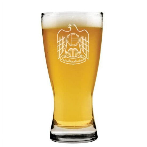 Beer Pilsner Glass UAE Eagle Design 15 oz