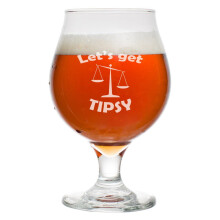Bière belge 16 oz Verre tulipe Verre à pied Allons-y, soyons ivres Balances de la justice Avocat Parajuriste Étudiant en droit École Drôle