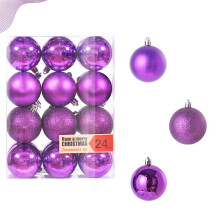 Christmas Ball Ornaments Purple 3 cm