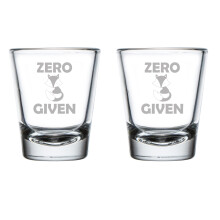 Set van 2 borrelglaasjes van 50 ml (1,75 oz) met de tekst "Zero Fox Given" (grappig).