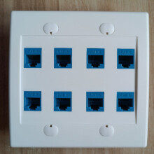 Ethernet-veggplate8-port - dobbel gangs Cat6RJ45Jack nettverkskabel frontplate hunn-til-hunn - blå