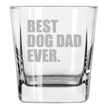 Verre à whisky double Old Fashioned à base carrée de 35 cl - Meilleur papa de chien du monde