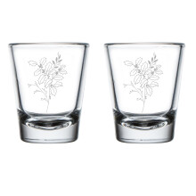 Set borrelglaasjes van 50 ml met een hulstmotief.