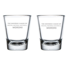 Set borrelglaasjes met natuurkundethema, 2 stuks, 50 ml