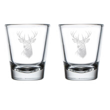Set van 2 borrelglaasjes van 50 ml (1,75 oz) met hertenmotief.