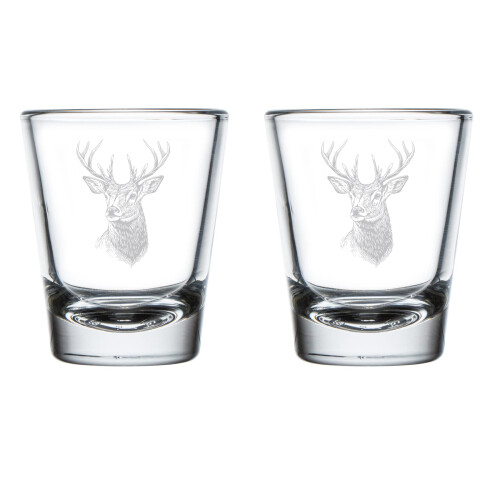 2er-Set Schnapsgläser (50 ml) – Geschenkidee: Hirsch