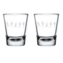 Set van 2 borrelglaasjes van 50 ml (1,75 oz) met dansende skeletten en Halloween-thema.