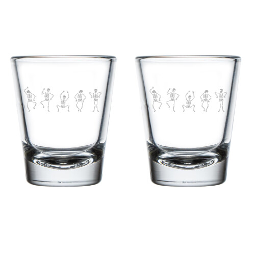 Σετ 2 Σφηνοπότηρων Δώρο Σφηνοπότηρο 1,75oz με θέμα Χορευτικοί Σκελετοί Halloween