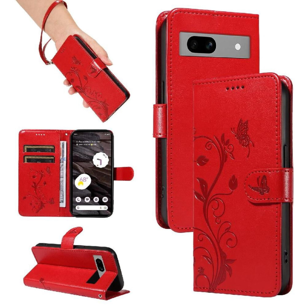Google Pixel 7A Butterfly Embossed Leather Wallet Case With 971050036779