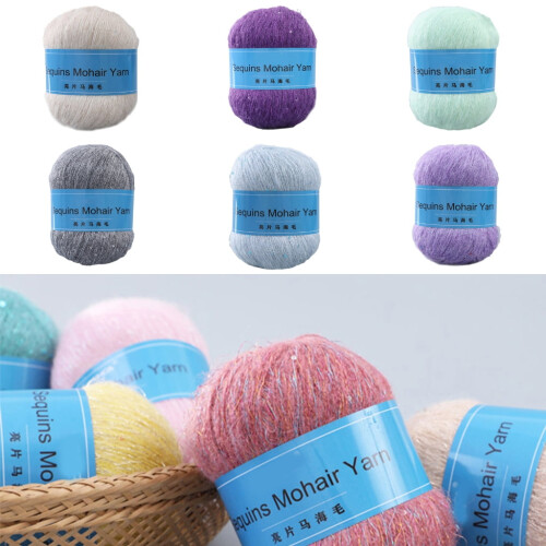 TIERPOP Sequins Πολύχρωμο Νήμα με Χάντρες Ευέλικτο και Κομψό για DIY Πουλόβερ και Καπέλα 1