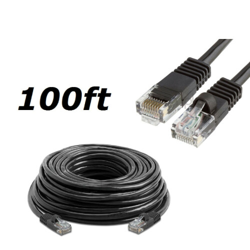 Καλώδιο δικτύου LAN 100FT Cat5RJ45Ethernet για PC Xbox PS Internet Router Μαύρο