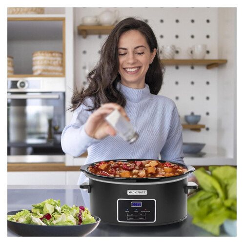 6 Quart Programmable Slow Cooker Black Stainless Steel 2
