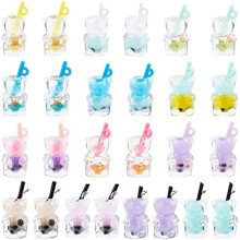 Boba Tea Charms Resin 3D Animal Bottle Charms 52pcs