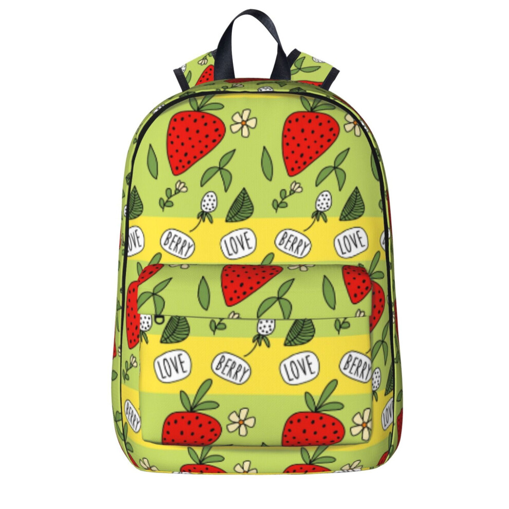Strawberry And Leaves Pattern Backpack 15.6-Inch Green 900881733878